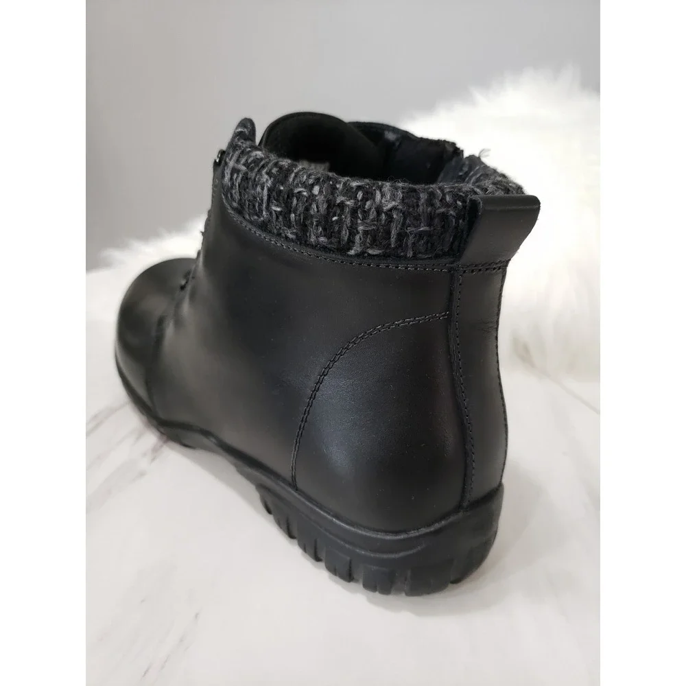 NEW NO BOX SIZE 8 Propet Delaney Zip Lace up Ankle Boots Womens Black Leather